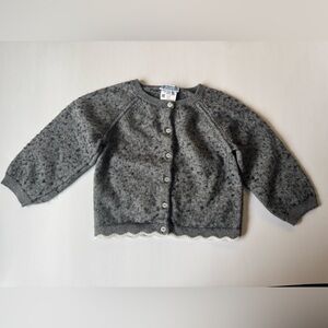 Jacadi Paris Baby Toddler Button Cardigan Scallop Trim Cotton Wool Blend 3T 36M